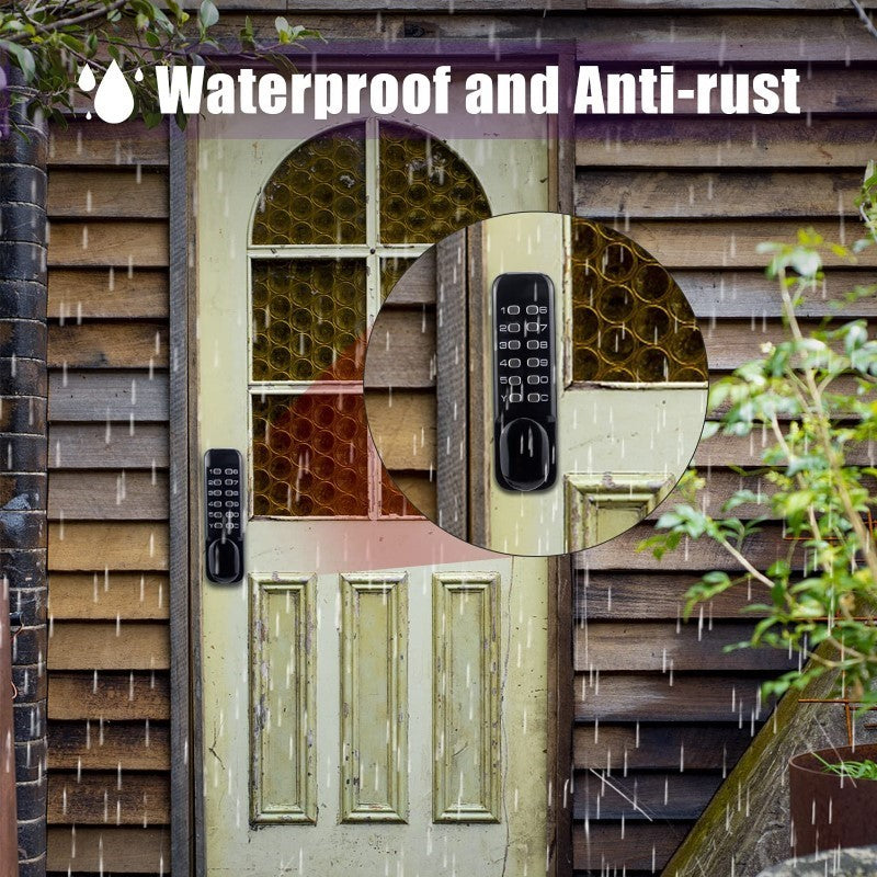 Mechanical Keyless Entry Door Lock – 12-Digit Keypad, Waterproof Zinc Alloy, Surface-Mounted Latch, Outdoor Gate Lock, Black