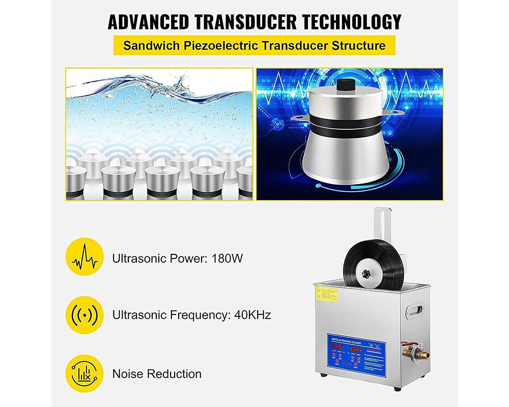 Ultrasonic Vinyl Record Cleaner – 6.5L Portable Sonic Cavitation Machine for Deep Cleaning