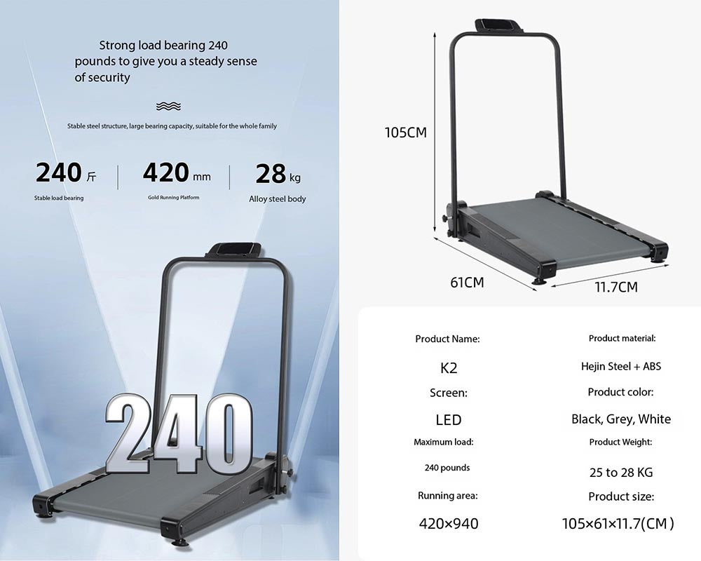 Compact Fitness Treadmill Machine for Home and Office Use