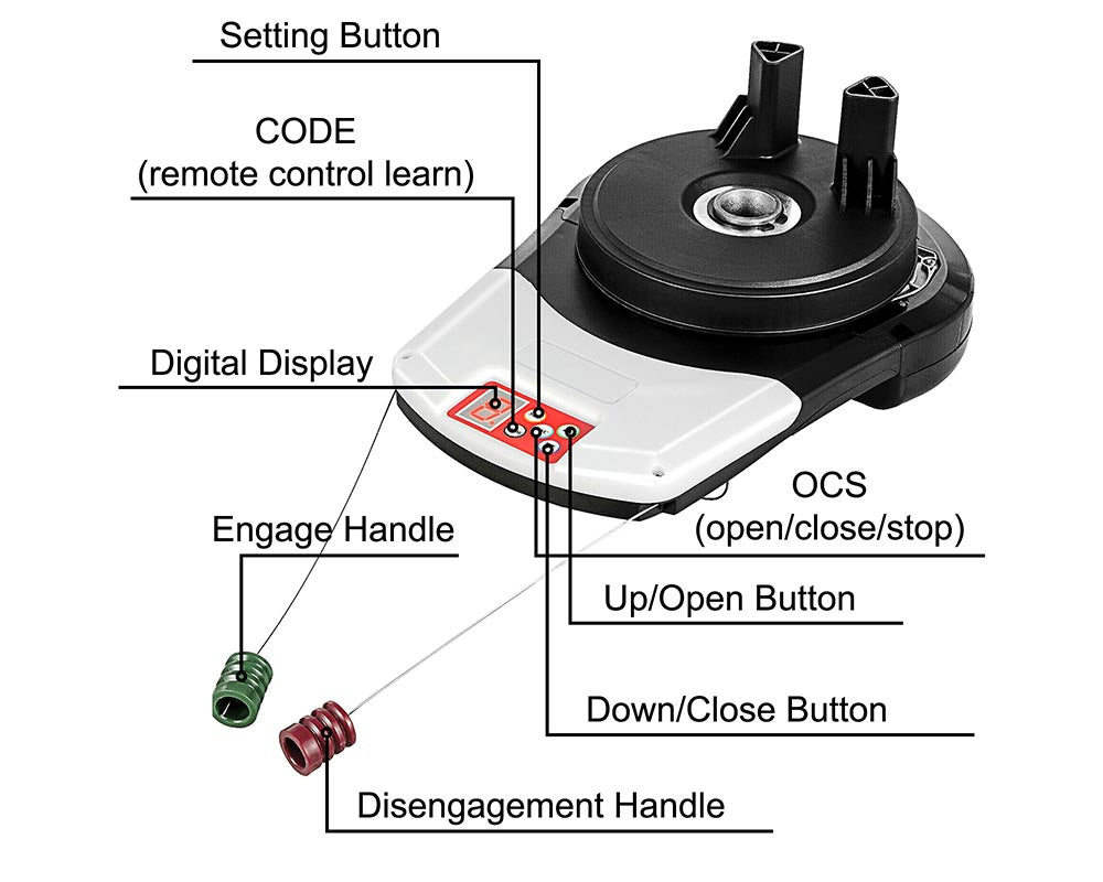 Garage Roller Door Opener - 800N Lift Force, 164ft Remote Control, 230V Electric Roller Gate Opener