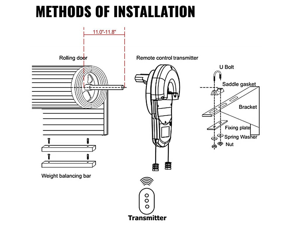 Garage Roller Door Opener - 800N Lift Force, 164ft Remote Control, 230V Electric Roller Gate Opener
