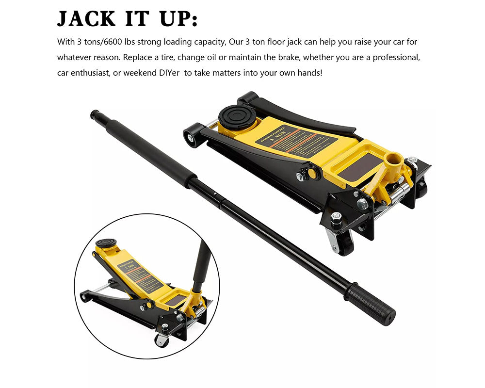 3 Tonne Jack for Garage Use – Hydraulic 3 Tonne Jack with Dual Pump & Quick Lift Design