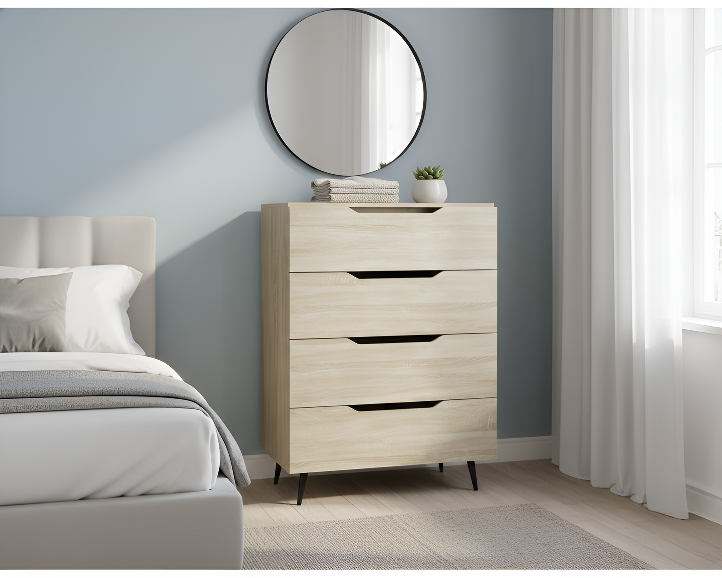 Tallboy Dresser 4 Chest Of Drawers Storage Cabinet