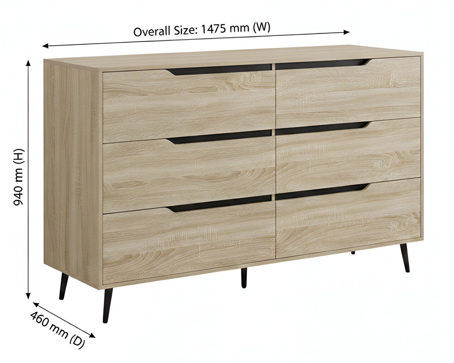 6 Drawer Tallboy Chest – Stylish Bedroom Storage Cabinet