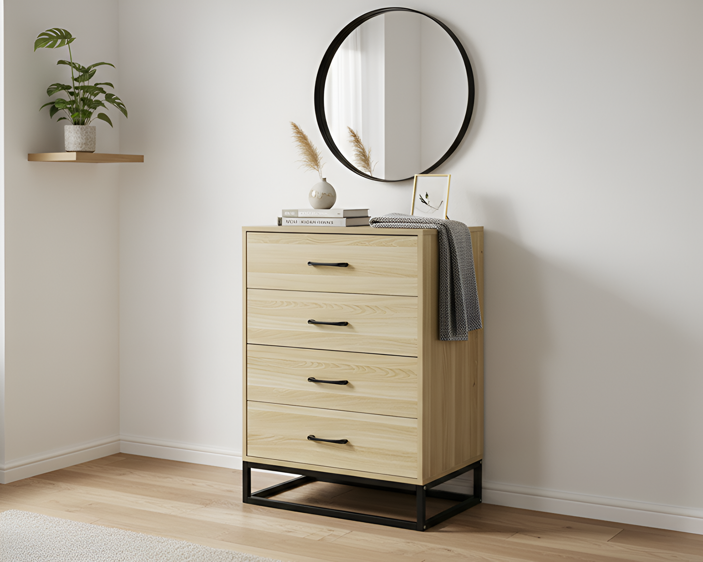 Tallboy Dresser 4 Chest Of Drawers Storage Cabinet
