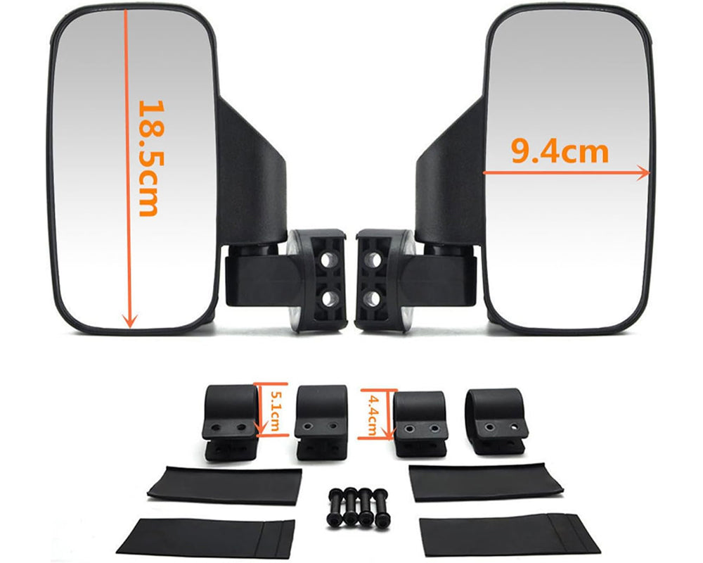 Offroad UTV Side Mirror Kit - Adjustable Rear View Mirrors for UTV, ATV, and Off-Road Vehicles
