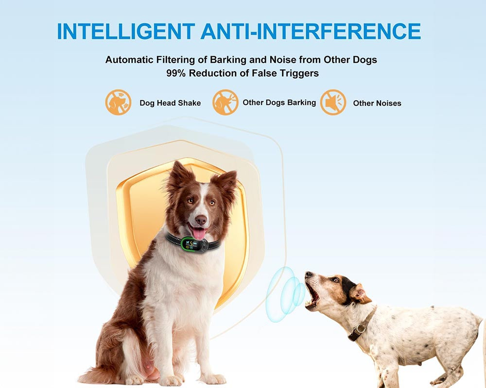 Rechargeable Smart Barking Collar, Anti Bark Training Collar with 5 Adjustable Sensitivity Beep and Vibration No Shock