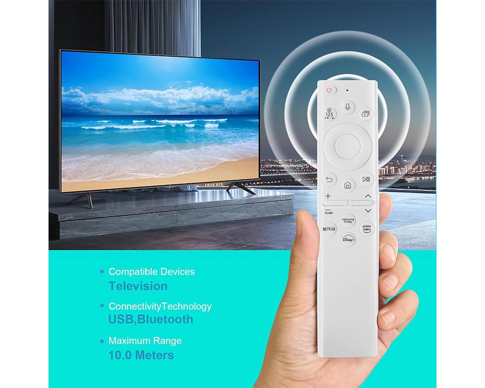 BN59-01391A Solar Voice Remote Replacement for Samsung Frame TV Remote with Bluetooth Rechargeable Solar Cell, Compatible with Samsung 2021-2023 Neo LED Smart 4K Ultra HD TV, 4 Shortcut Buttons, White