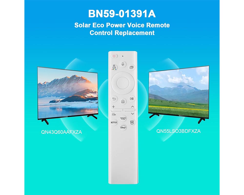 BN59-01391A Solar Voice Remote Replacement for Samsung Frame TV Remote with Bluetooth Rechargeable Solar Cell, Compatible with Samsung 2021-2023 Neo LED Smart 4K Ultra HD TV, 4 Shortcut Buttons, White