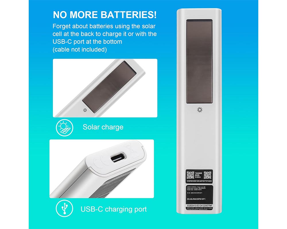 BN59-01391A Solar Voice Remote Replacement for Samsung Frame TV Remote with Bluetooth Rechargeable Solar Cell, Compatible with Samsung 2021-2023 Neo LED Smart 4K Ultra HD TV, 4 Shortcut Buttons, White