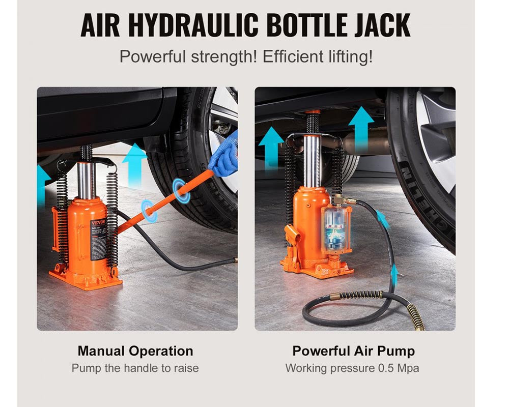 20 Ton Air Hydraulic Bottle Jack - Heavy-Duty Lifting for Cars