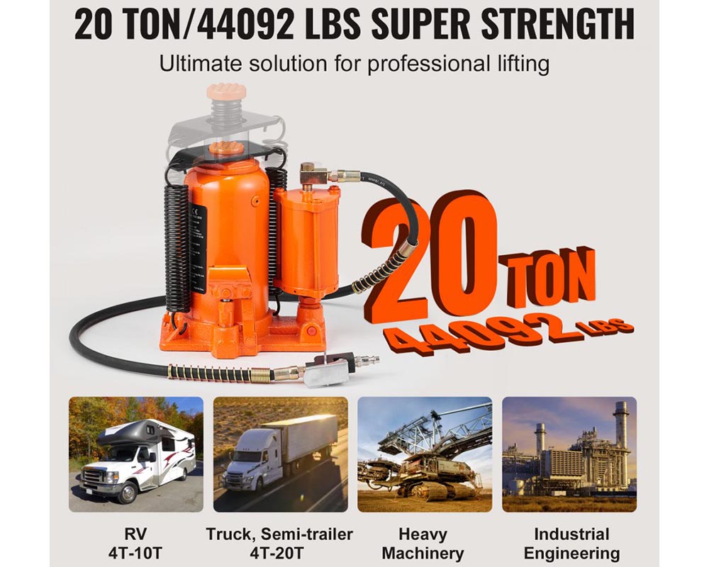 20 Ton Air Hydraulic Bottle Jack - Heavy-Duty Lifting for Cars