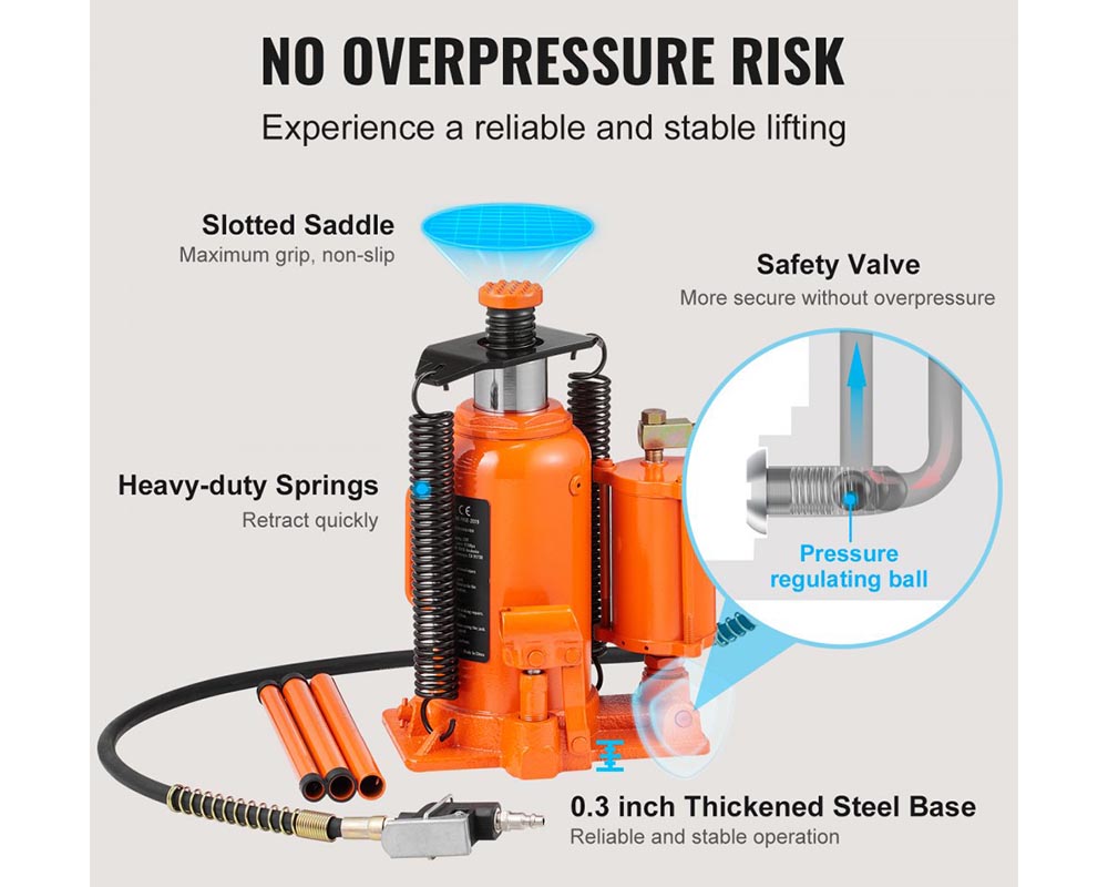 20 Ton Air Hydraulic Bottle Jack - Heavy-Duty Lifting for Cars