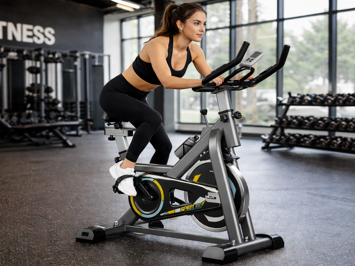 Indoor Cycling Bike – Belt Drive Resistance Exercise Bike with LCD Monitor Exercise Bike