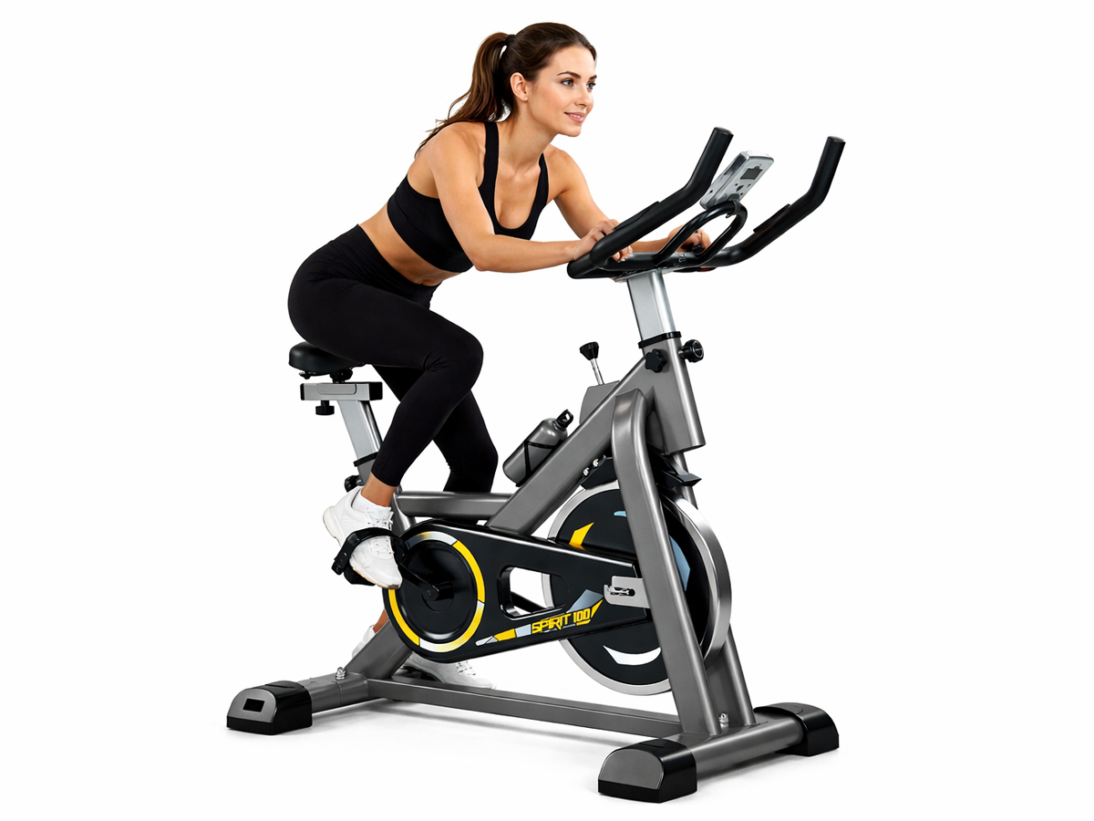 Indoor Cycling Bike – Belt Drive Resistance Exercise Bike with LCD Monitor Exercise Bike
