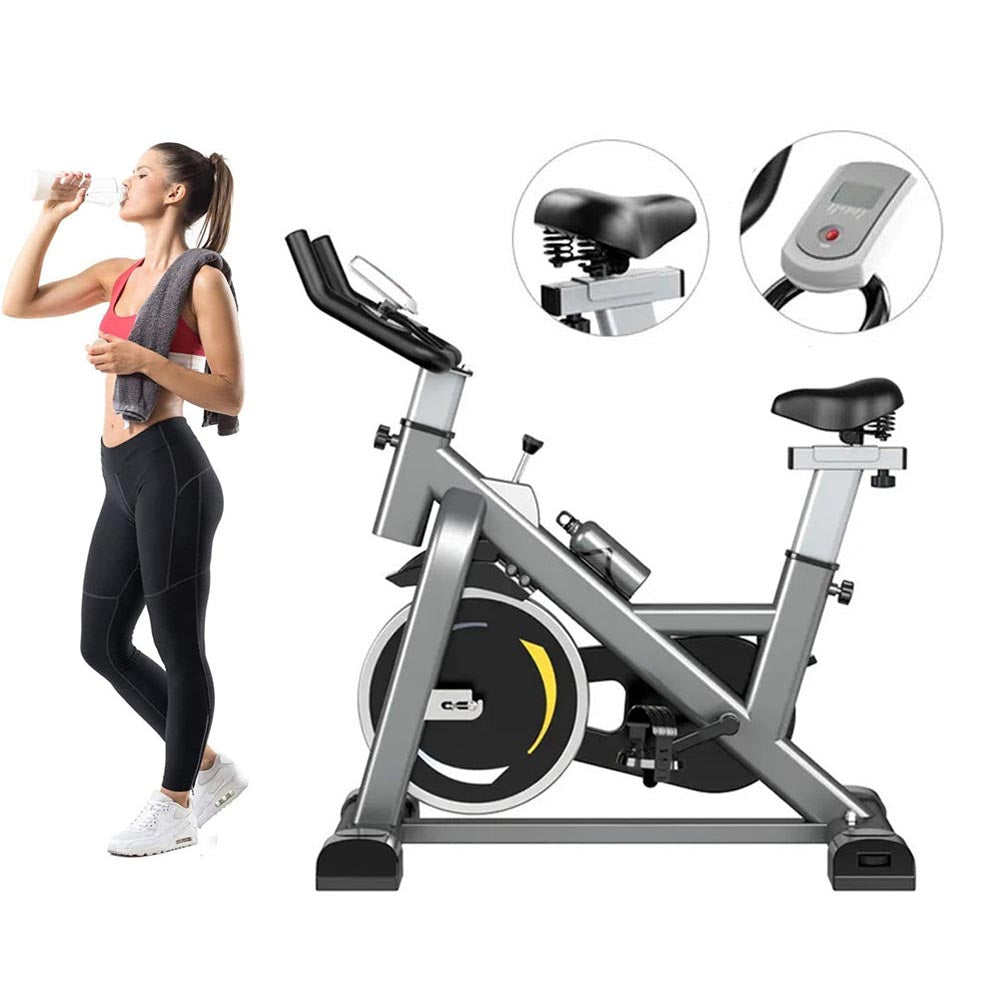 Indoor Cycling Bike – Belt Drive Resistance Exercise Bike with LCD Monitor Exercise Bike