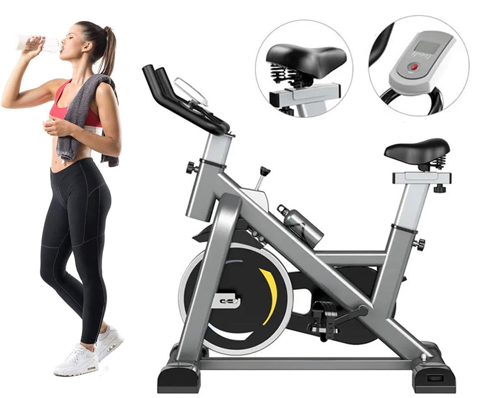 Indoor Cycling Bike – Belt Drive Magnetic Resistance Exercise Bike with LCD Monitor Exercise Bike