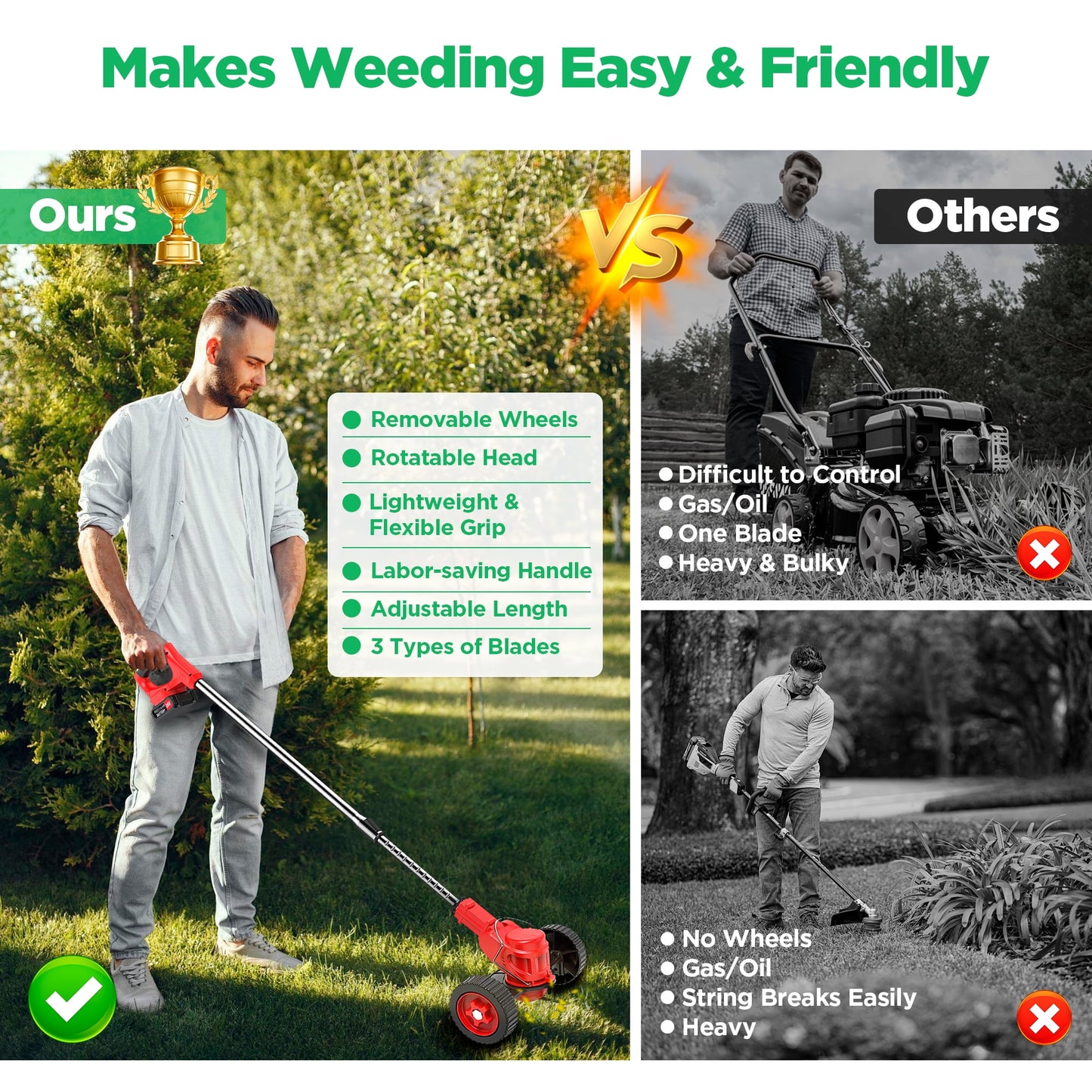 Lawn Mower Cordless Grass Trimmer Weed Eater