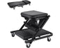 2-in-1 Folding Mobile Mechanics Car Creeper Trolley Chair – PU Padded Seat with Headrest, Portable Foldable for Garage and Workshop Use