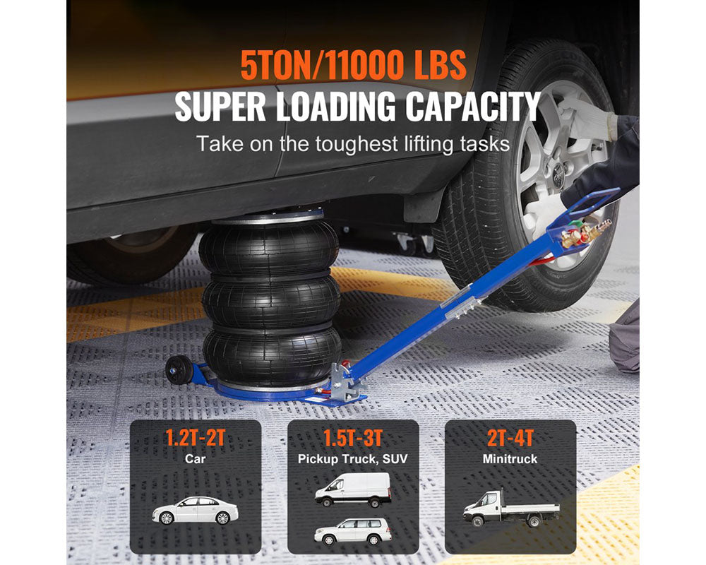 Air Jack Triple Bag Pneumatic Lift Jack with Adjustable Handle for Cars, SUVs, Garage Repairs