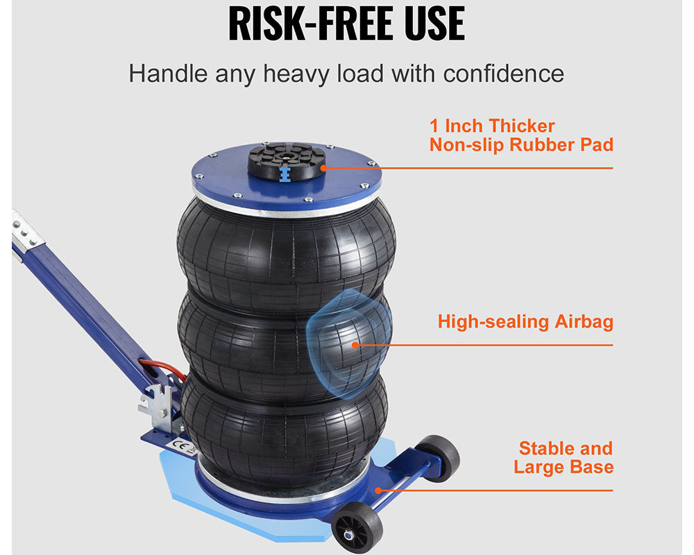Air Jack Triple Bag Pneumatic Lift Jack with Adjustable Handle for Cars, SUVs, Garage Repairs