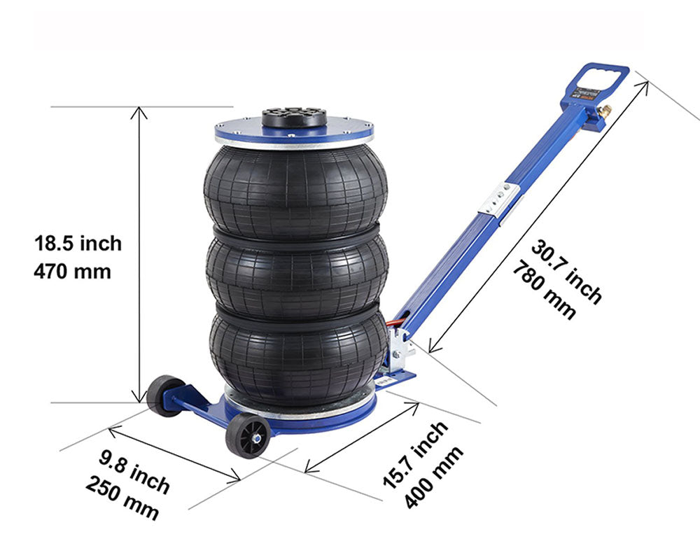 Air Jack Triple Bag Pneumatic Lift Jack with Adjustable Handle for Cars, SUVs, Garage Repairs