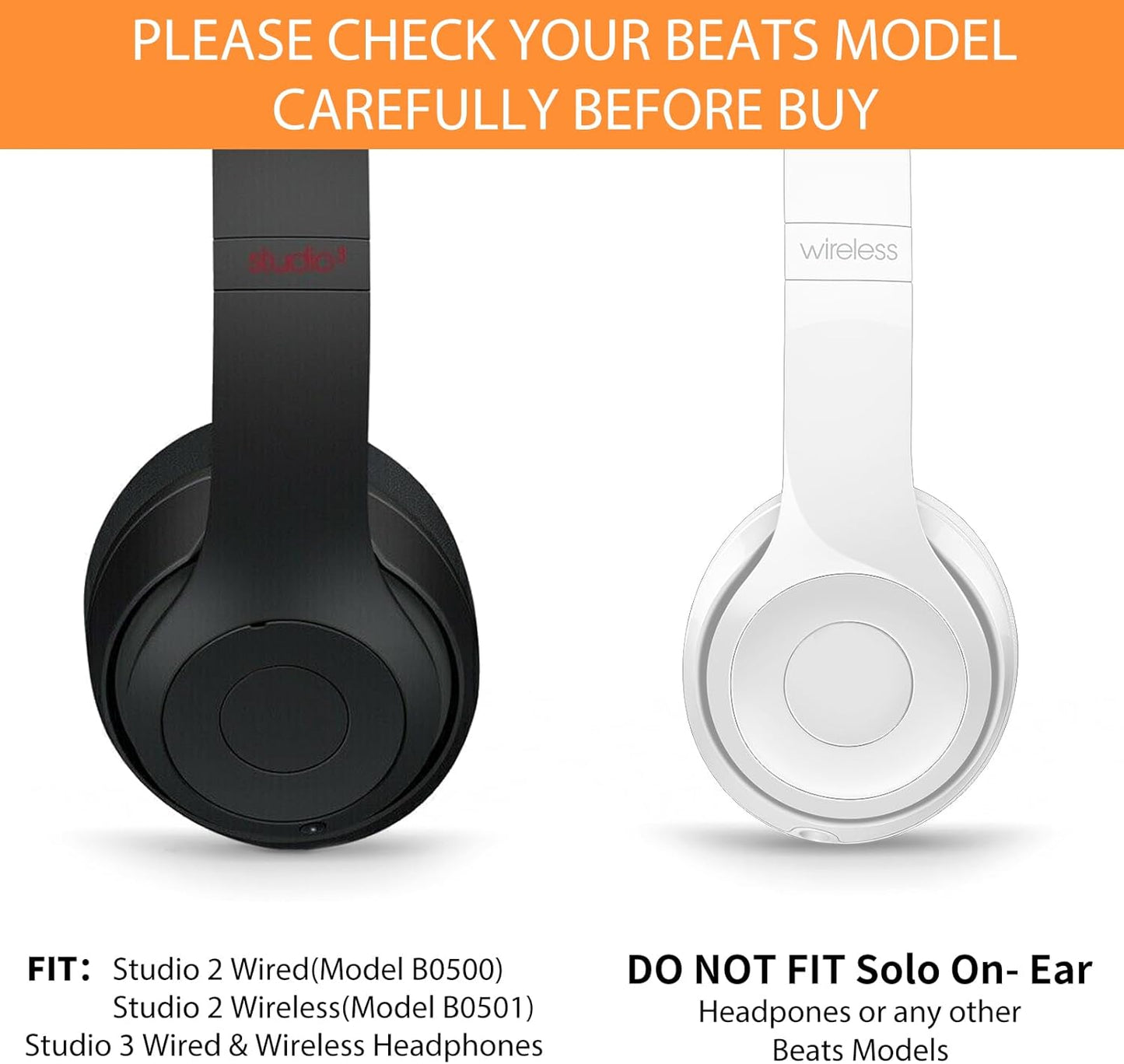 Black Replacement Ear Pads Cushions For Beats Studio 2.0/3.0 Wired/Wireless Headphones