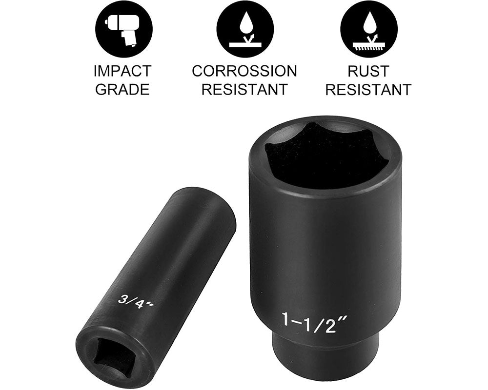 3/4 Inches 29-Piece Impact Socket Set – 6-Point, CR-M0 Construction, Rugged Design, with Storage Cage