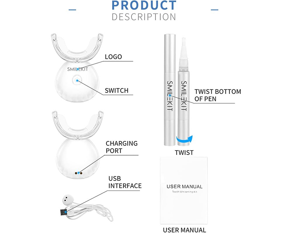 SMILEKIT Teeth Whitening Kit with 16 LED Accelerator Light