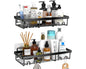 Shower Caddy Shelf Organizer Rack - 2 Pack Self-Adhesive Black Bathroom Shelves with Hooks