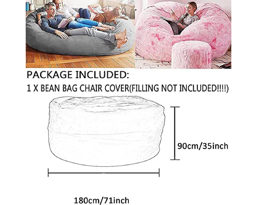 Round Soft Fluffy Bean Bag 180 x 90 cm