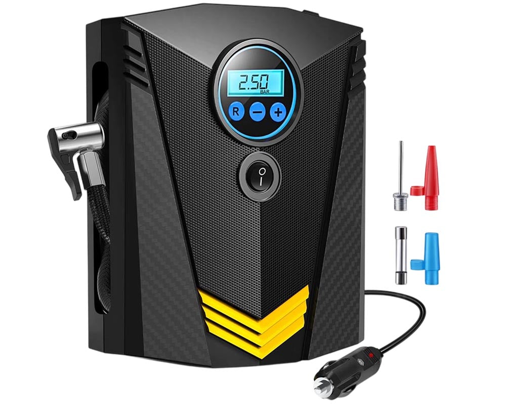 Tire Inflator, Portable Air Compressor for Car – Auto Air Pump with LED Light Gauge