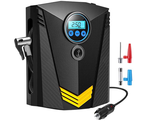 Tire Inflator, Portable Air Compressor for Car – Auto Air Pump with LED Light Gauge