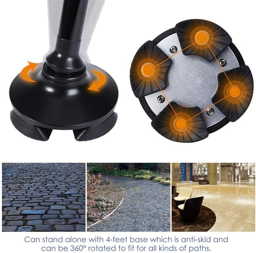 Double Handle Cane with Alarm LED Light Adjustable Walking Stick for Elderly