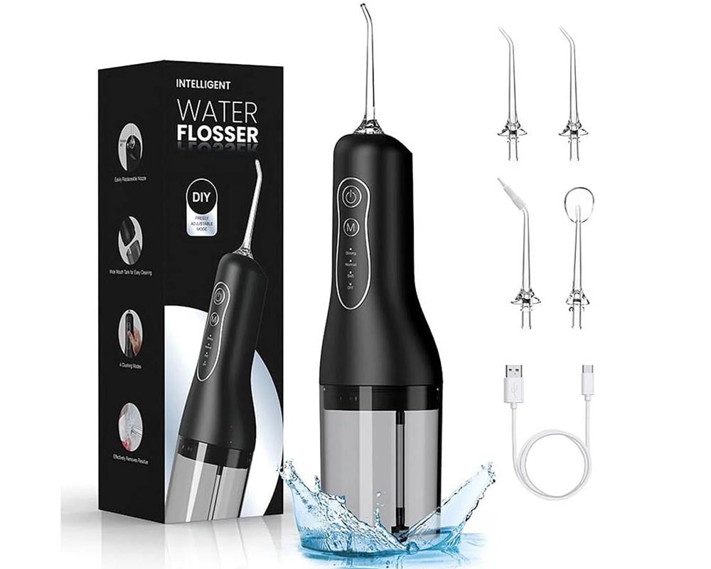 Water Dental Flosser Pick for Teeth - 4 Modes Cordless Portable 260ML Larger Tank Water Teeth Cleaner IPX7 Waterproof Flossing Cleaning Picks for Home Travel