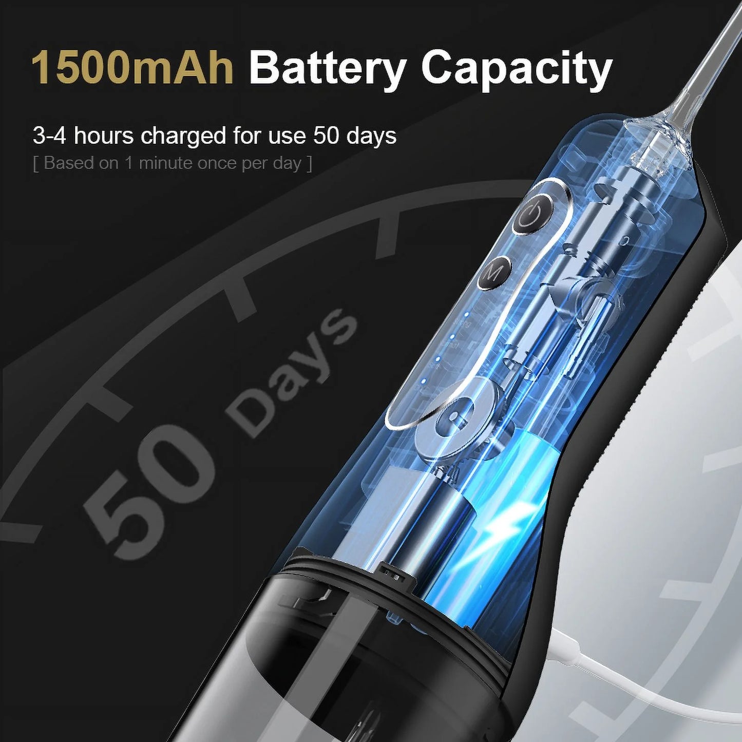 Water Dental Flosser Pick for Teeth - 4 Modes Cordless Portable 260ML Larger Tank Water Teeth Cleaner IPX7 Waterproof Flossing Cleaning Picks for Home Travel