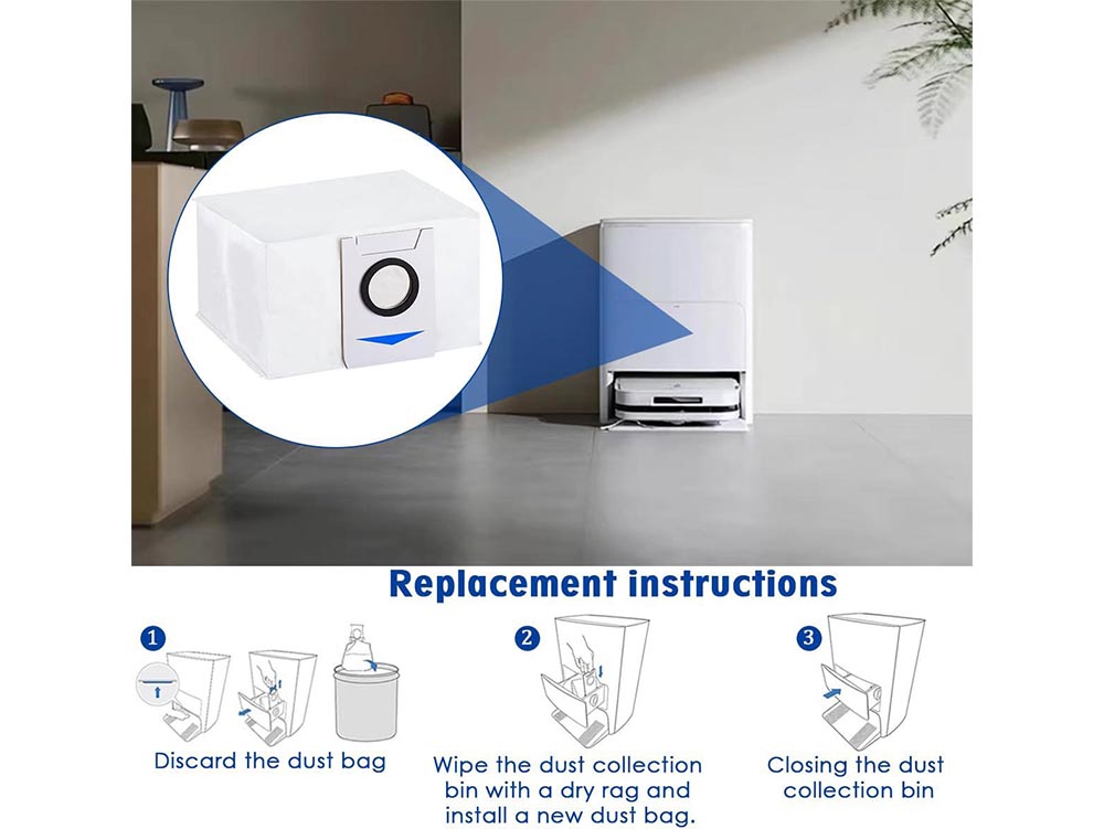 5 PCS Replacement Dust Bags for ECOVACS DEEBOT X1 OMNI, T10, T20, and T10 Omni