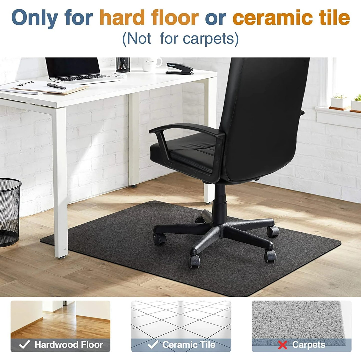 Chair Mat for Hardwood Floor 90X140cm Office Desk Floor Protector (Dark Grey) hard floor chair Mat