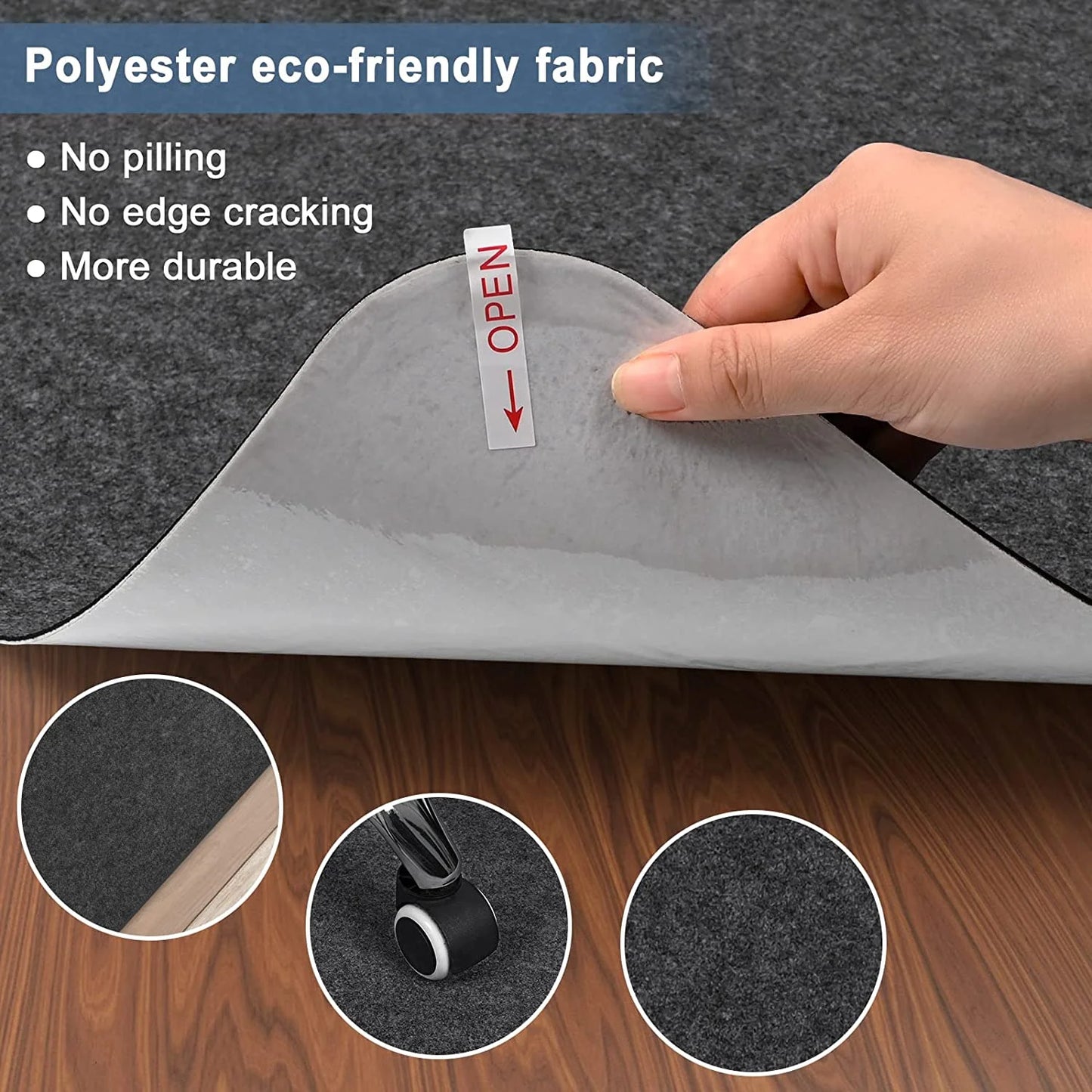 Chair Mat for Hardwood Floor 90X140cm Office Desk Floor Protector (Dark Grey) hard floor chair Mat