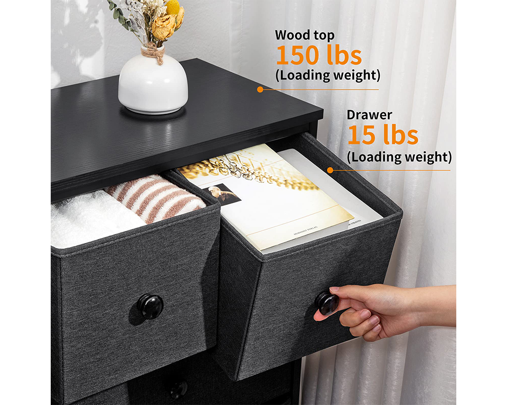 Storage Dresser Cabinet Tall boy 8 Drawer Fabric Tower Organizer by CURA