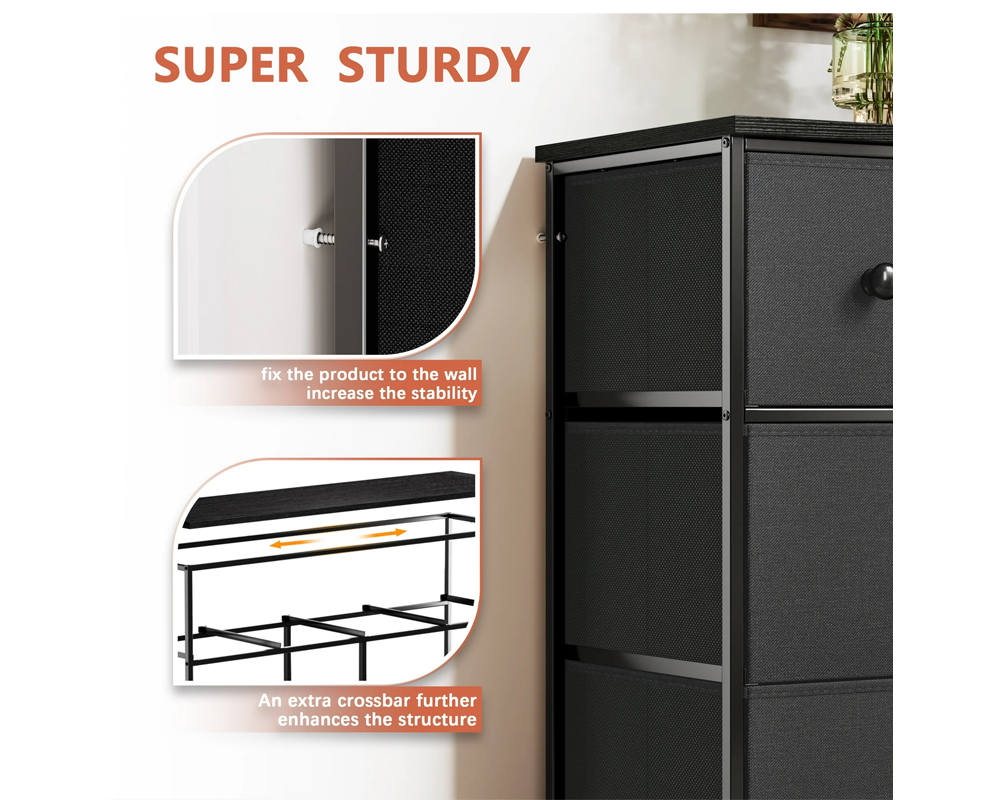 Storage Dresser Cabinet Tall boy 8 Drawer Fabric Tower Organizer by CURA