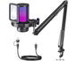 MAONO Gaming USB Microphone with RGB, Noise Cancellation & Boom Arm