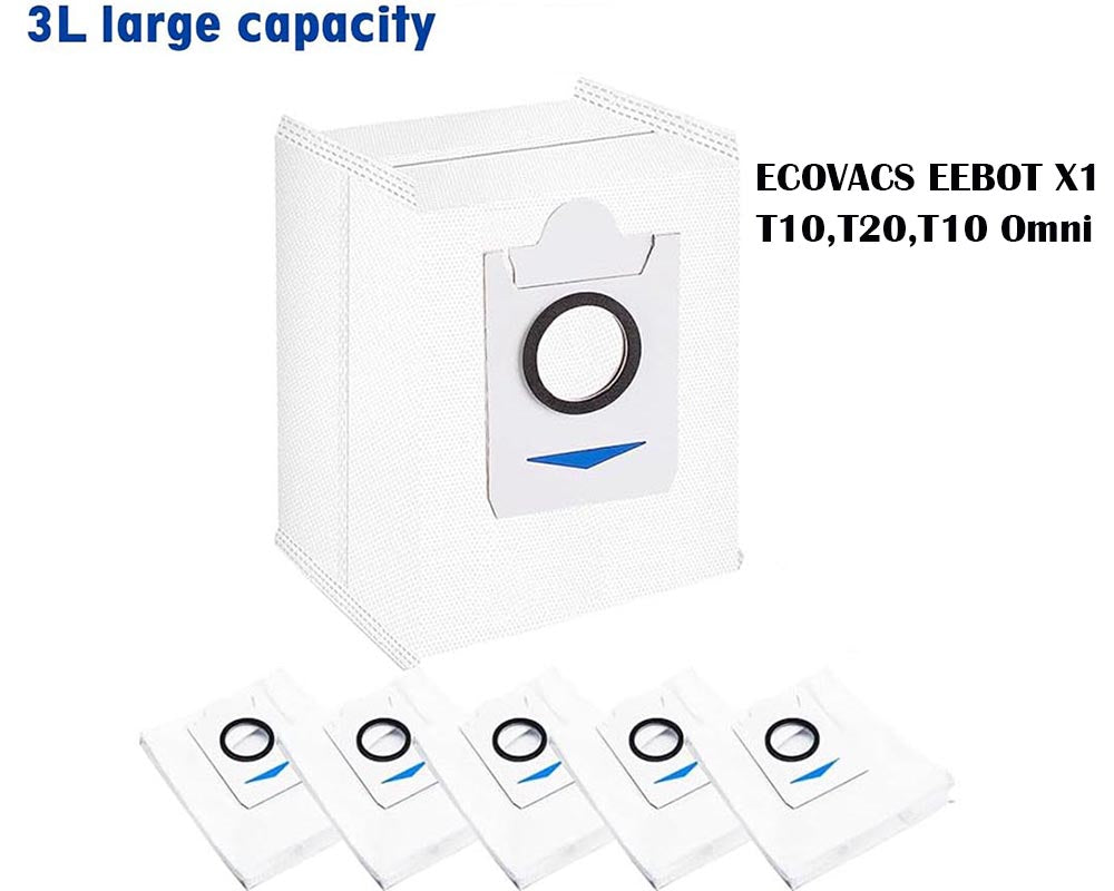 5 PCS Replacement Dust Bags for ECOVACS DEEBOT X1 OMNI, T10, T20, and T10 Omni