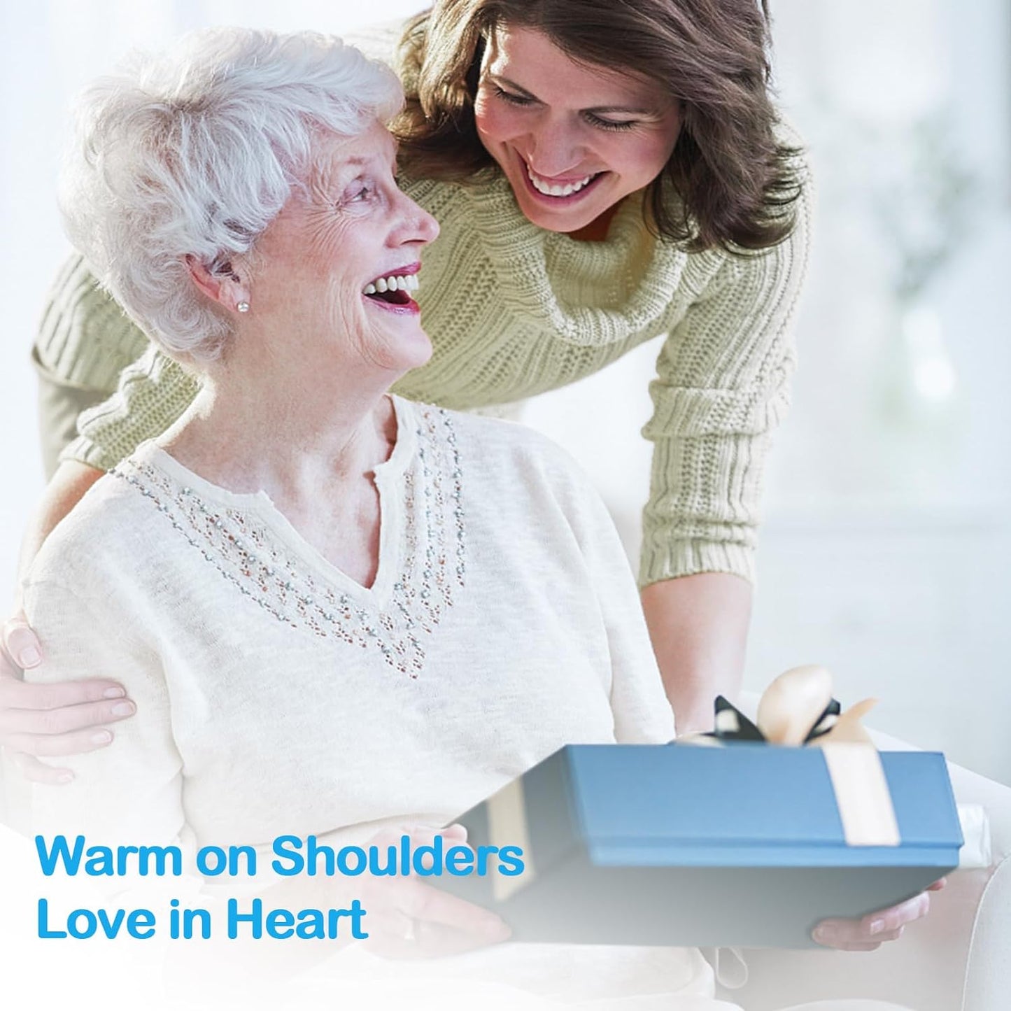 Heating Pad for Neck and Shoulders – Electric Weighted Heating Pad for Back Pain Relief – 6 Heat Settings & 4 Timers – Perfect Christmas Gift for Women, Men, Moms, Dads (Blue)