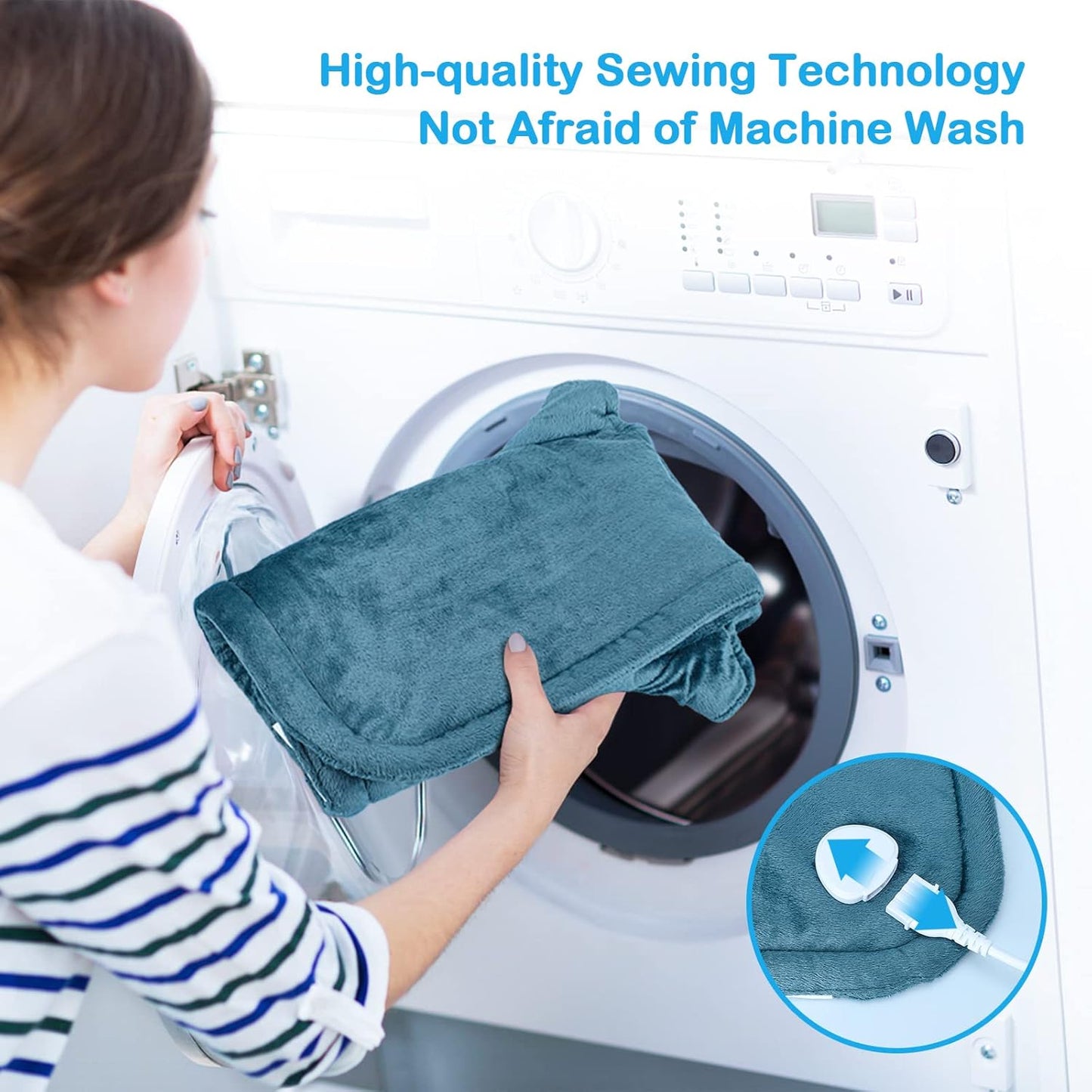 Heating Pad for Neck and Shoulders – Electric Weighted Heating Pad for Back Pain Relief – 6 Heat Settings & 4 Timers – Perfect Christmas Gift for Women, Men, Moms, Dads (Blue)