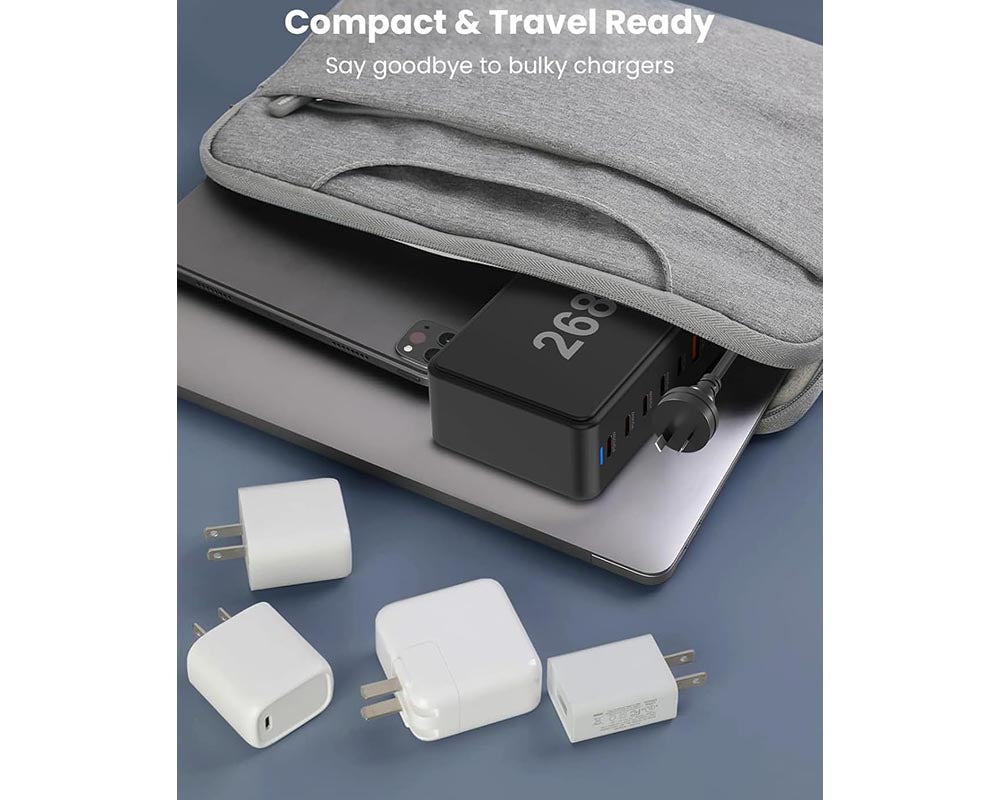 268W USB C Charger, 8 Ports PD Laptop Charging Station USB C Charger