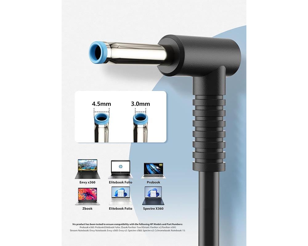 HP Laptop Charger 65W 45W Smart Blue Tip Power Adapter