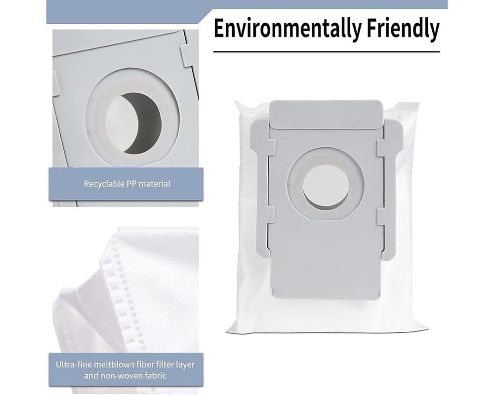 12 Pack Eco-Friendly Disposal Vacuum Dust Bags for iRobot Roomba i7/i7+, E5/E6, and s9 Series Dust Bags for iRobot Roomba
