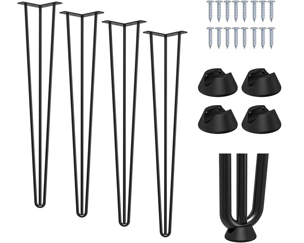18-Inch Hairpin Furniture Legs – Heavy Duty with Rubber Floor Protectors Table Legs