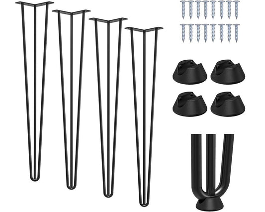18-Inch Hairpin Furniture Legs – Heavy Duty with Rubber Floor Protectors Table Legs